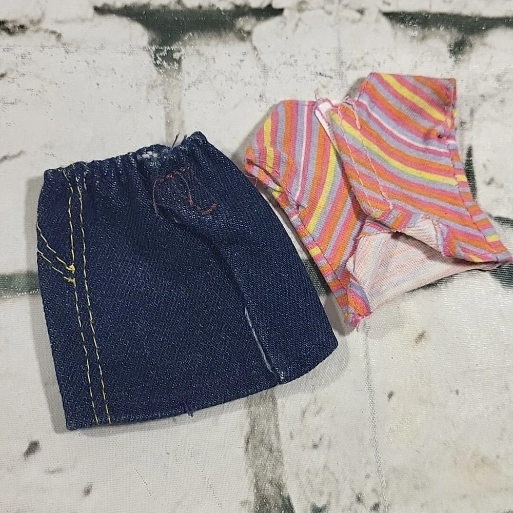 Vintage Handmade Barbie Scale Doll Clothes Lot Tops‎ Jean Skirt Shoes Heels